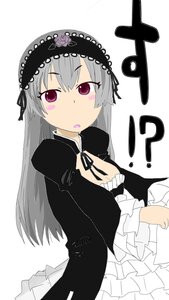 Rating: Safe Score: 0 Tags: !? 1girl :o blush dress flower frilled_sleeves frills hairband image long_hair long_sleeves looking_at_viewer ribbon rose silver_hair simple_background solo suigintou white_background User: admin
