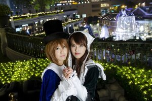 Rating: Safe Score: 0 Tags: 2girls 3d brown_hair building city cityscape hat holding_hands looking_at_viewer multiple_cosplay multiple_girls night skyscraper tagme User: admin