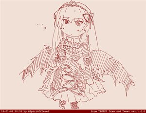Rating: Safe Score: 0 Tags: ... 1girl akemi_homura bow dress elbow_gloves gloves hairband image lolita_hairband long_hair monochrome simple_background solo suigintou watermark wings User: admin