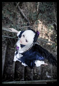 Rating: Safe Score: 0 Tags: 1girl 3d black_border black_wings blurry blurry_background depth_of_field dress feathers flower frills gothic_lolita hairband letterboxed lips lolita_fashion lolita_hairband looking_at_viewer pillarboxed purple_eyes rose solo suigintou wings User: admin