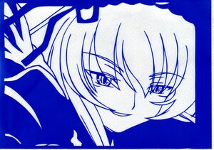 Rating: Safe Score: 0 Tags: 1girl blue_theme border close-up eyebrows_visible_through_hair face image looking_at_viewer monochrome pointy_ears smile solo suigintou User: admin