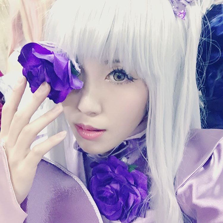 1boy barasuishou blue_eyes blue_flower blue_rose closed_mouth flower lips portrait purple_flower purple_rose realistic rose solo
