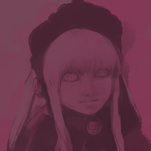 1girl bangs closed_mouth image looking_at_viewer monochrome portrait shinku simple_background solo upper_body