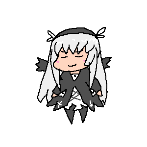 1girl black_dress blush chibi dress hairband image long_hair long_sleeves simple_background solo striped suigintou white_background wings