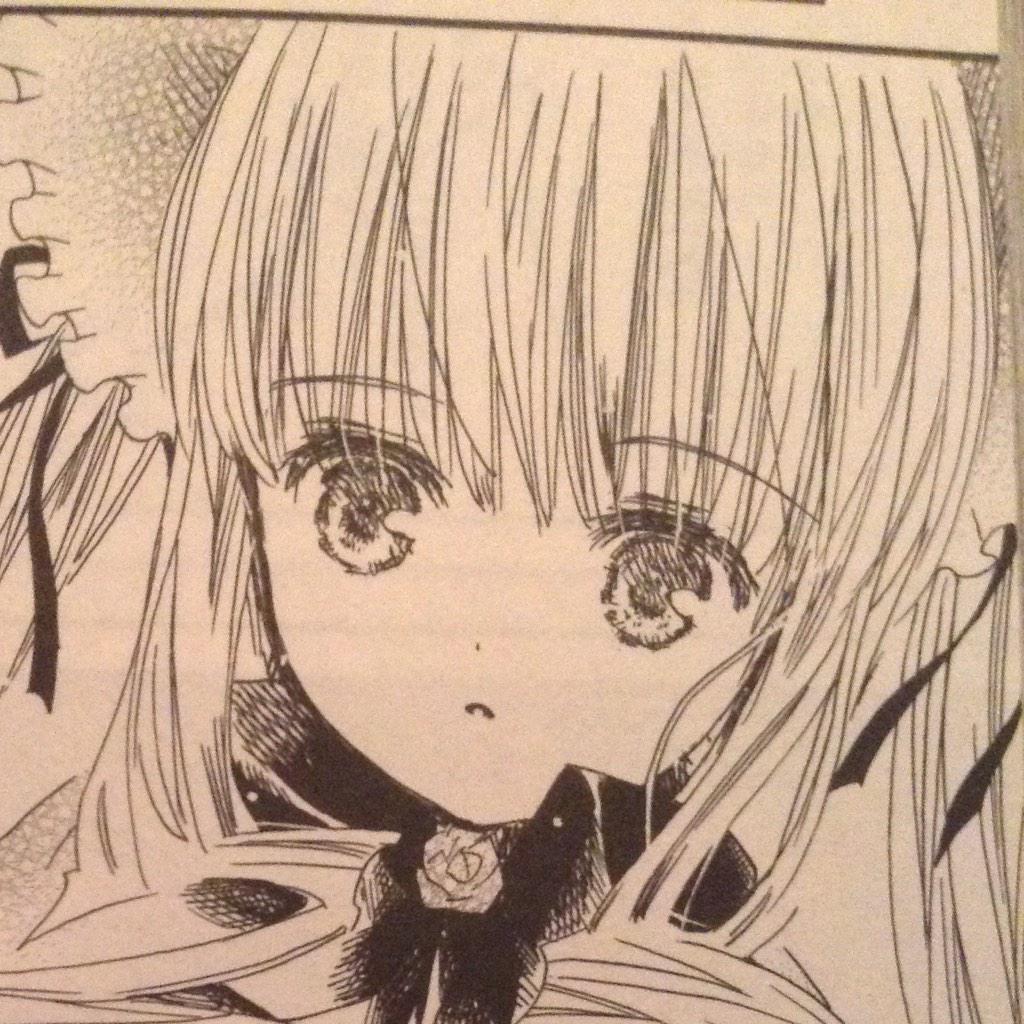 1girl bangs close-up eyebrows_visible_through_hair flower frills hair_ribbon image long_hair looking_at_viewer maid_headdress monochrome parted_lips portrait ribbon rose sepia shinku simple_background solo white_rose