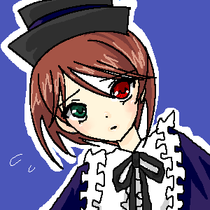 1girl apron brown_hair green_eyes hat heterochromia image long_sleeves looking_at_viewer red_eyes ribbon short_hair simple_background solo souseiseki suiseiseki upper_body