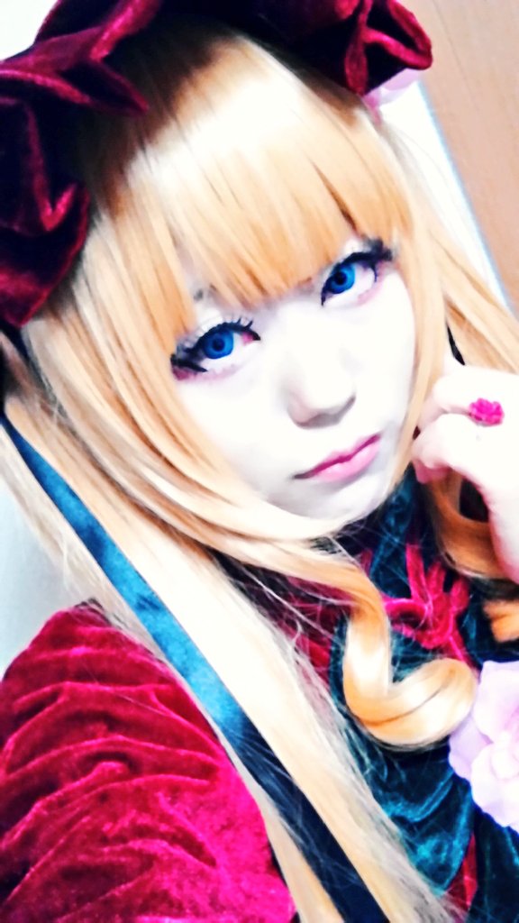 1girl bangs blonde_hair blue_eyes bow hat lips long_hair looking_at_viewer shinku smile solo