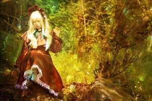 Rating: Safe Score: 0 Tags: 1girl flower forest grass long_hair long_sleeves nature outdoors shinku sitting solo User: admin