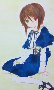 Rating: Safe Score: 0 Tags: 1girl blue_dress brown_hair dress frills full_body green_eyes heterochromia image long_sleeves looking_at_viewer red_eyes sitting solo souseiseki User: admin