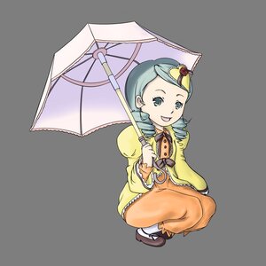 Rating: Safe Score: 0 Tags: 1girl :d dress drill_hair full_body holding holding_umbrella image kanaria long_sleeves looking_at_viewer open_mouth parasol smile solo squatting transparent_background twin_drills umbrella User: admin