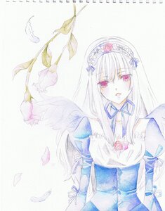 Rating: Safe Score: 0 Tags: 1girl auto_tagged bangs blush eyebrows_visible_through_hair feathers flower hairband image long_hair long_sleeves looking_at_viewer parted_lips ribbon rose solo suigintou traditional_media wings User: admin