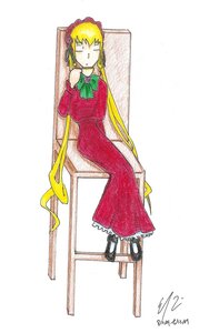 Rating: Safe Score: 0 Tags: 1girl blonde_hair bonnet bow bowtie chair closed_eyes dress full_body image long_hair red_dress shinku signature sitting solo traditional_media very_long_hair User: admin