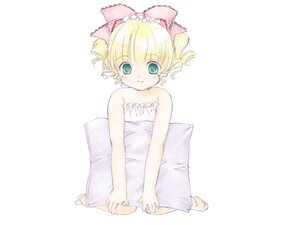 Rating: Safe Score: 0 Tags: 1girl bare_shoulders blonde_hair bow camisole collarbone dress drill_hair green_eyes hair_bow hina_ichigo hinaichigo image kneeling lingerie looking_at_viewer nyoi pillow pink_bow rozen_maiden short_hair simple_background smile solo strapless strapless_dress twin_drills twintails underwear white_background User: admin