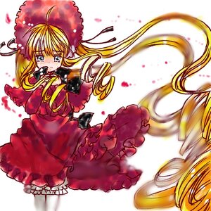Rating: Safe Score: 0 Tags: 1girl blonde_hair blue_eyes blush bonnet crying dress drill_hair frills hat image long_hair long_sleeves red_dress shinku solo tears twin_drills twintails User: admin