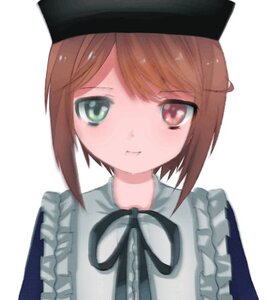 Rating: Safe Score: 0 Tags: 1girl bangs black_headwear black_ribbon blue_dress blurry brown_eyes brown_hair closed_mouth dress eyebrows_visible_through_hair frills hat image looking_at_viewer ribbon short_hair simple_background smile solo souseiseki upper_body white_background User: admin