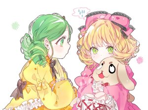Rating: Safe Score: 0 Tags: 2girls :3 bad_id bad_pixiv_id bangs black_bow blonde_hair bow crying doll_joints dress drill_hair frills green_eyes green_hair hair_bow hair_ornament hina_ichigo hinaichigo holding holding_stuffed_toy image joints kanaria lace lace-trimmed_ribbon lace_trim long_hair long_sleeves looking_at_another multiple_girls pair pink_bow piyo_(ppotatto) ribbon rozen_maiden short_hair sitting speech_bubble striped stuffed_animal stuffed_bunny tears teddy_bear white_background white_legwear yellow_dress User: admin