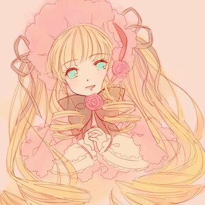 Rating: Safe Score: 0 Tags: 1girl blonde_hair bonnet bow dress drill_hair flower frills image long_hair long_sleeves pink_flower pink_rose ribbon rose shinku simple_background solo twintails upper_body very_long_hair User: admin