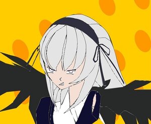 Rating: Safe Score: 0 Tags: 1girl auto_tagged bangs black_ribbon black_wings blush dress eyebrows_visible_through_hair feathered_wings hair_ribbon hairband image long_hair open_mouth orange_background ribbon simple_background solo suigintou upper_body wings yellow_background User: admin