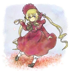 Rating: Safe Score: 0 Tags: 1girl blonde_hair blue_eyes bonnet bow bowtie cup dress drill_hair full_body green_bow green_neckwear image long_hair long_sleeves pink_bow red_dress saucer shinku shoes sidelocks solo standing teacup twin_drills twintails very_long_hair User: admin