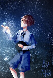 Rating: Safe Score: 0 Tags: 1boy blue_ribbon brown_hair constellation heterochromia image long_sleeves neck_ribbon night night_sky red_eyes ribbon shirt shooting_star shorts sky solo souseiseki space star_(sky) starry_background starry_sky starry_sky_print User: admin