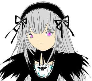 Rating: Safe Score: 0 Tags: 1girl bangs black_ribbon closed_mouth hair_ribbon hairband image long_hair looking_at_viewer purple_eyes ribbon silver_hair simple_background solo suigintou upper_body white_background User: admin