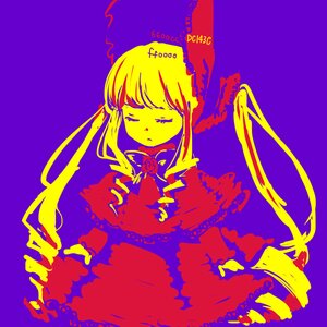 Rating: Safe Score: 0 Tags: 1girl blonde_hair bow closed_eyes dress image long_hair purple_background ribbon shinku simple_background solo User: admin
