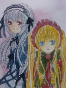 Rating: Safe Score: 0 Tags: 2girls blonde_hair blue_eyes bowtie dress hairband image long_hair long_sleeves looking_at_viewer multiple_girls pair shinku simple_background suigintou upper_body User: admin