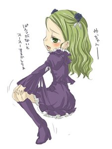 Rating: Safe Score: 0 Tags: 1girl auto_tagged blush boots costume_switch dress frills full_body green_eyes green_hair image kanaria knee_boots long_sleeves purple_dress solo User: admin