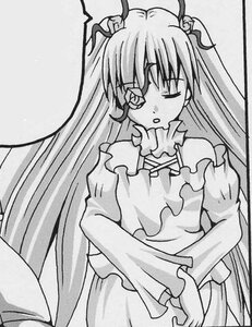 Rating: Safe Score: 0 Tags: 1girl blush closed_eyes dress frills greyscale image kirakishou long_hair long_sleeves monochrome solo traditional_media twintails two_side_up very_long_hair User: admin