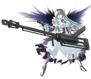 Rating: Safe Score: 0 Tags: 1girl breasts gun hairband image large_breasts long_hair red_eyes rifle solo suigintou weapon wings User: admin
