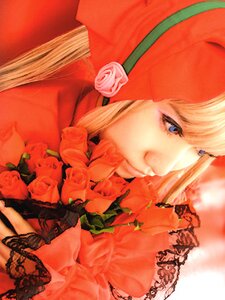 Rating: Safe Score: 0 Tags: 1girl blonde_hair blue_eyes flower lips long_hair red_dress rose shinku solo User: admin