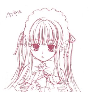 Rating: Safe Score: 0 Tags: 1girl blush eyebrows_visible_through_hair hair_ribbon image long_hair looking_at_viewer monochrome ribbon shinku simple_background solo upper_body white_background User: admin