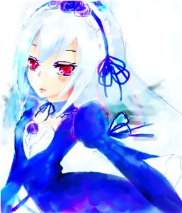 Rating: Safe Score: 0 Tags: 1girl blue_ribbon detached_collar dress frills hairband image long_hair long_sleeves looking_at_viewer puffy_sleeves red_eyes ribbon silver_hair simple_background solo suigintou white_hair wings User: admin