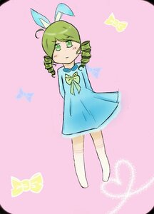 Rating: Safe Score: 0 Tags: 1girl ahoge blue_dress blush bow bug butterfly dress drill_hair full_body green_eyes green_hair heart image insect kanaria pink_background ringlets solo standing striped User: admin