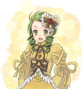Rating: Safe Score: 0 Tags: 1girl dress drill_hair flower green_eyes green_hair hair_flower hair_ornament heart image kanaria open_mouth ribbon rose smile solo twin_drills yellow_background User: admin
