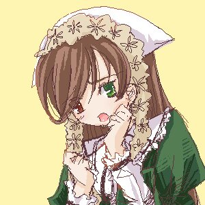 Rating: Safe Score: 0 Tags: 1girl bangs brown_hair dress green_dress green_eyes heterochromia image long_hair long_sleeves open_mouth simple_background solo suiseiseki upper_body yellow_background User: admin