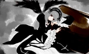 Rating: Safe Score: 0 Tags: 1girl black_ribbon black_wings dress feathers flower frills hairband image long_hair long_sleeves looking_at_viewer red_eyes ribbon rose solo suigintou wings User: admin