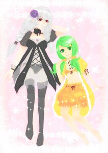 Rating: Safe Score: 0 Tags: 2girls dress flower green_eyes green_hair hair_flower hair_ornament image kanaria long_hair multiple_girls pair red_eyes rose smile sparkle suigintou thighhighs twin_braids twintails white_hair User: admin