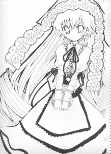 Rating: Safe Score: 0 Tags: 1girl dress eyebrows_visible_through_hair flower frills greyscale image lace long_hair long_sleeves looking_at_viewer monochrome ribbon solo suiseiseki traditional_media very_long_hair User: admin