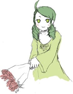 Rating: Safe Score: 0 Tags: 1girl blush dress flower green_eyes green_hair image kanaria long_sleeves looking_at_viewer rose simple_background smile solo white_background User: admin