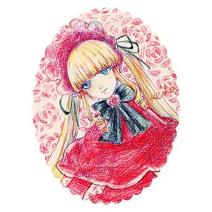 Rating: Safe Score: 0 Tags: 1girl bangs blonde_hair blue_eyes bonnet bow bowtie drill_hair flower image long_hair looking_at_viewer red_dress rose shinku solo upper_body User: admin