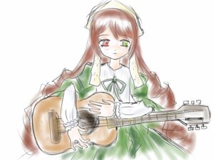 Rating: Safe Score: 0 Tags: 1girl brown_hair dress green_dress green_eyes guitar head_scarf heterochromia image instrument long_hair long_sleeves music playing_instrument red_eyes solo suiseiseki very_long_hair User: admin