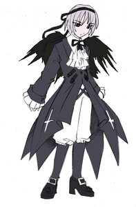 Rating: Safe Score: 0 Tags: 1girl black_legwear black_ribbon black_wings dress frills full_body hairband image long_sleeves looking_at_viewer pantyhose ribbon simple_background solo standing suigintou white_background wings User: admin