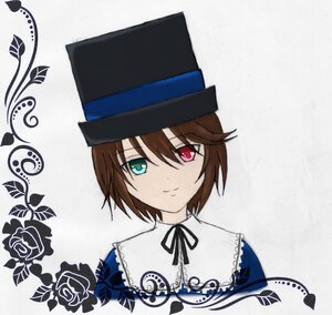 Rating: Safe Score: 0 Tags: 1girl brown_hair closed_mouth flower hat heterochromia image looking_at_viewer red_eyes ribbon rose short_hair smile solo souseiseki top_hat User: admin