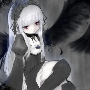 Rating: Safe Score: 0 Tags: 1girl auto_tagged black_wings boots dress frills gothic_lolita hairband image lolita_fashion lolita_hairband long_hair long_sleeves looking_at_viewer sitting solo suigintou thighhighs wings User: admin