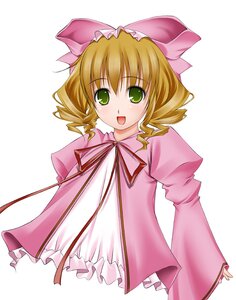 Rating: Safe Score: 0 Tags: 1girl :d blonde_hair bow dress drill_hair green_eyes hair_bow hina_ichigo hinaichigo image long_sleeves looking_at_viewer neck_ribbon open_mouth pink_bow pink_dress puffy_sleeves ribbon ribucci rozen_maiden short_hair simple_background sleeves_past_wrists smile solo striped white_background User: admin