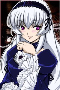 Rating: Safe Score: 0 Tags: 1girl blush dress frilled_sleeves frills hairband image juliet_sleeves lolita_hairband long_hair long_sleeves looking_at_viewer outline pink_eyes puffy_sleeves rose silver_hair smile solo suigintou upper_body User: admin