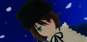 Rating: Safe Score: 0 Tags: 1girl black_headwear brown_hair closed_mouth collar frills green_eyes hat heterochromia image looking_at_viewer petals red_eyes ribbon short_hair sky smile solo souseiseki suiseiseki User: admin