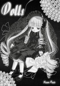 Rating: Safe Score: 0 Tags: 1girl bow dress drill_hair flower greyscale image lolita_fashion long_hair long_sleeves monochrome ringlets rose shinku sitting solo twin_drills very_long_hair User: admin