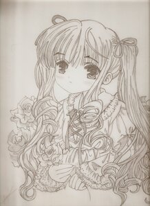 Rating: Safe Score: 0 Tags: 1girl blush expressionless flower frills graphite_(medium) hair_ribbon image long_hair long_sleeves looking_at_viewer monochrome ribbon rose shinku solo traditional_media twintails upper_body User: admin
